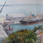 Cargo dans le port de Granville Année 1970